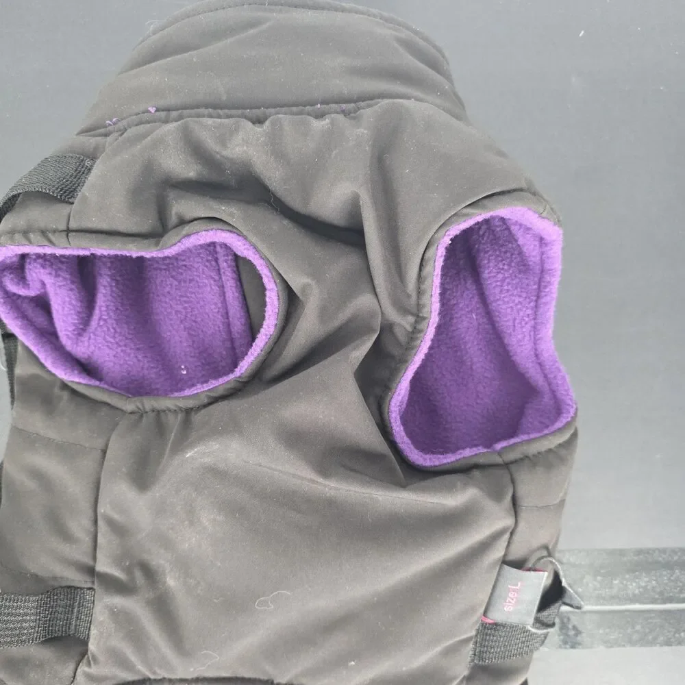 NorbiPet Dog Harness Jacket Large Black Purple Fleece Warm Adjustable Vest